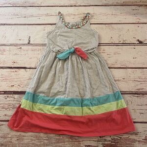 Jona Michelle Girls Gray White Striped Dress Size 10